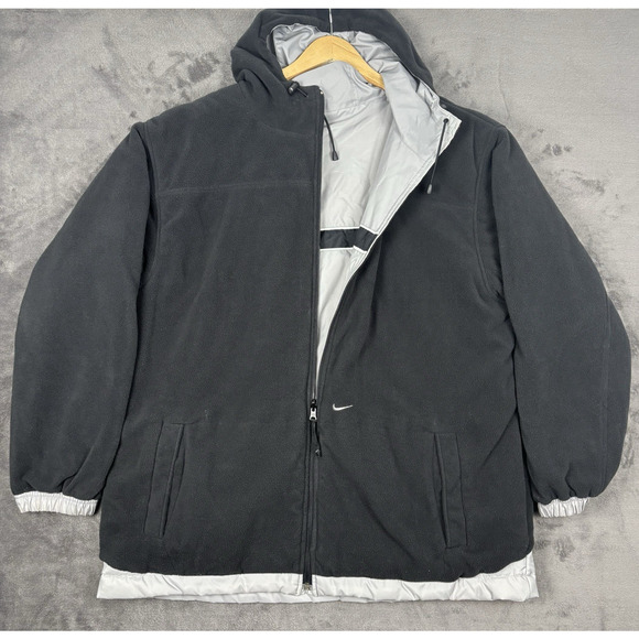 Vintage Nike Full Zip Reversible Hooded Coat Jacket Mens Extra Large XL Gray - Picture 5 of 10
